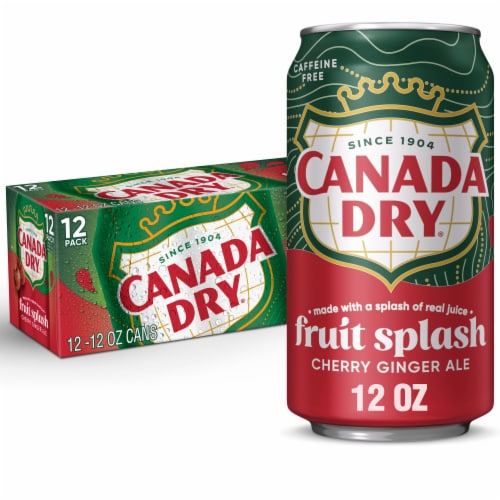 Canada Dry Fruit Splash Cherry Ginger Ale Soda Cans Perspective: front