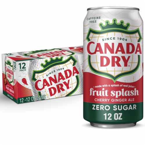 Canada Dry Fruit Splash Cherry Ginger Ale Zero Sugar Soda Cans