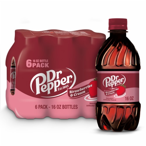 Dr Pepper Strawberries and Cream Soda Bottles Perspective: front