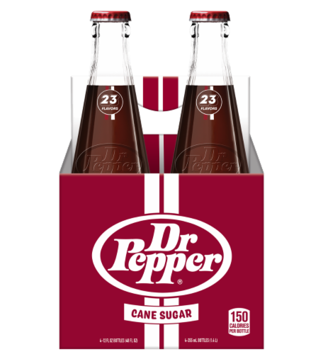 Dr Pepper® Cane Sugar Soda Bottles Perspective: front