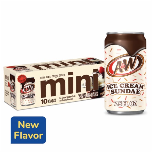 A&W Ice Cream Sundae Caffeine Free Soda Mini Cans Perspective: front