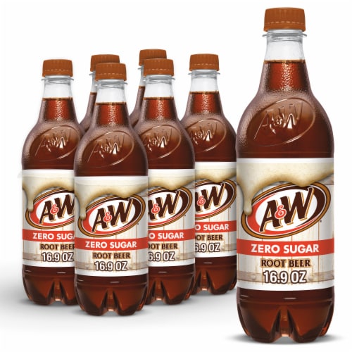 A&W® Root Beer Zero Sugar Soda Bottles Perspective: front