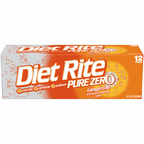 Diet Rite Pure Zero Tangerine Soda Cans Perspective: front
