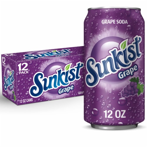 Sunkist Grape Soda Cans Perspective: front