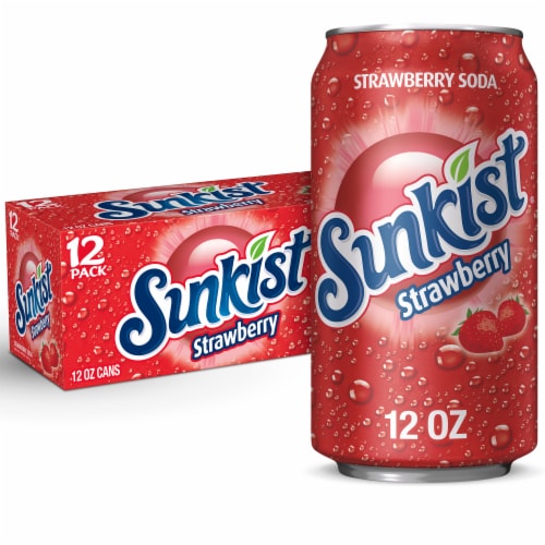 Sunkist Strawberry Soda Cans Perspective: front