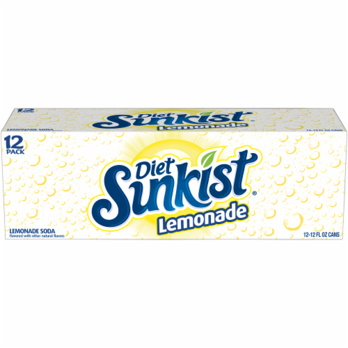 Diet Sunkist Sparkling Lemonade Soda Cans Perspective: front