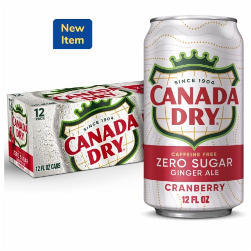 Canada Dry Zero Sugar Cranberry Ginger Ale Soda Cans Perspective: front