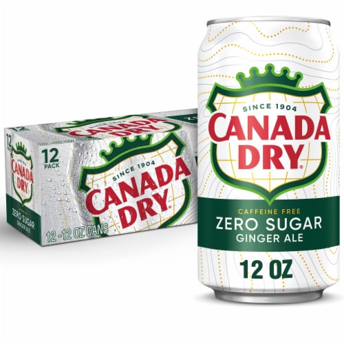Canada Dry Zero Sugar Ginger Ale Caffeine Free Soda Cans Perspective: front