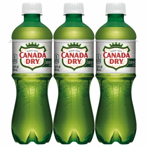Canada Dry® Zero Sugar Ginger Ale Soda Bottles Perspective: front