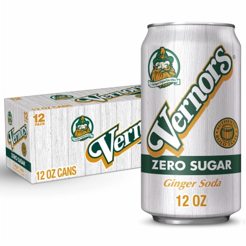 Vernors® Ginger Zero Sugar Soda Cans Perspective: front
