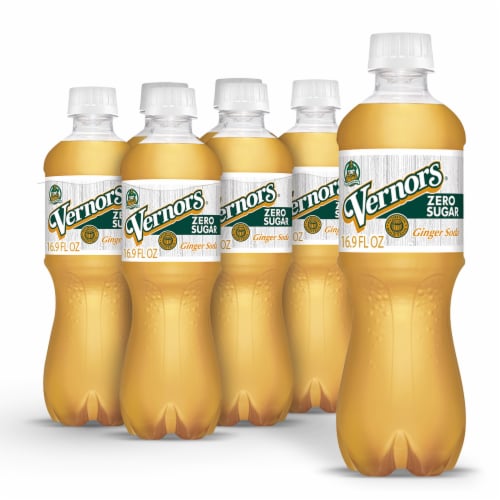 Vernors Zero Sugar Ginger Soda Bottles Perspective: front