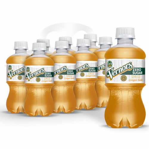 Vernors Zero Sugar Ginger Soda Bottles Perspective: front