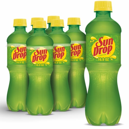 Sun Drop Soda Bottles Perspective: front