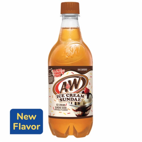 A&W Ice Cream Sundae Caffeine Free Soda Bottle Perspective: front