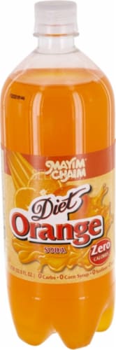 Mayim Chaim Diet Orange Soda Bottle Perspective: front