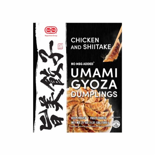 Day-Lee Pride Chicken and Shiitake Umami Gyoza Dumplings Perspective: front
