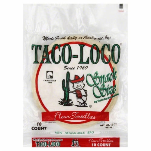 Taco-Loco Snack Flour Tortillas Perspective: front