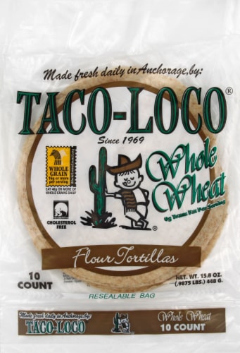 Taco-Loco Whole Wheat Flour Tortillas Perspective: front