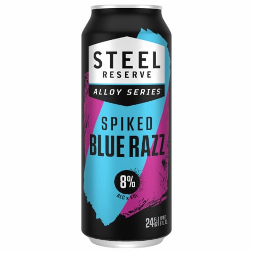 Steel Reserve Alloy Series Spiked Blue Razz Malt Flavored Hard Beverage Single Can Perspective: front