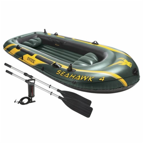 Intex Seahawk 4 Inflatable 4 Person Floating Boat Raft Set with