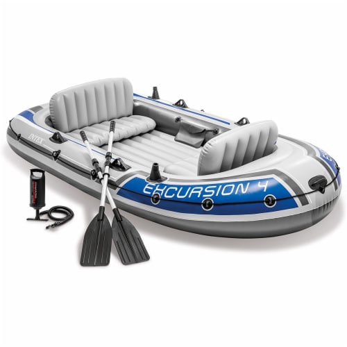 Intex Excursion 4 Person Inflatable Rafting and Fishing Boat Set with 2  Oars, 1 Piece - Jay C Food Stores