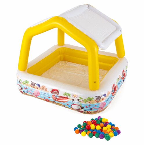 Intex Inflatable Sun Shade Kiddie Pool and Multi-Colored Fun Ballz