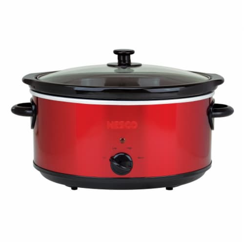 Nesco® Stainless Steel Analog Slow Cooker - Red Perspective: front
