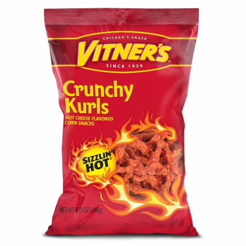 Vitner's Sizzlin' Hot Cheese Flavored Crunchy Kurls Perspective: front
