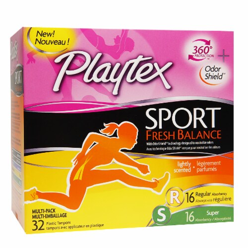 Playtex Sport Fresh Balance Regular & Super Tampons Multi-Pack Perspective: front