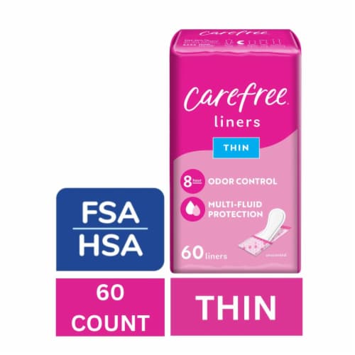 Carefree Panty Liners Thin Wrapped Unscented, 60 count - Fry's Food Stores