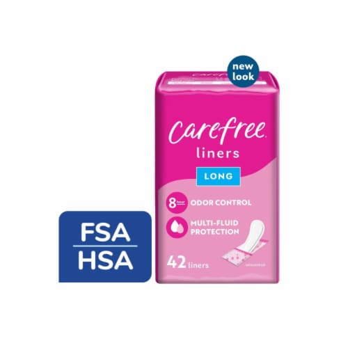 Carefree Panty Liners Long Super Absorbency Wrapped Unscented Perspective: front