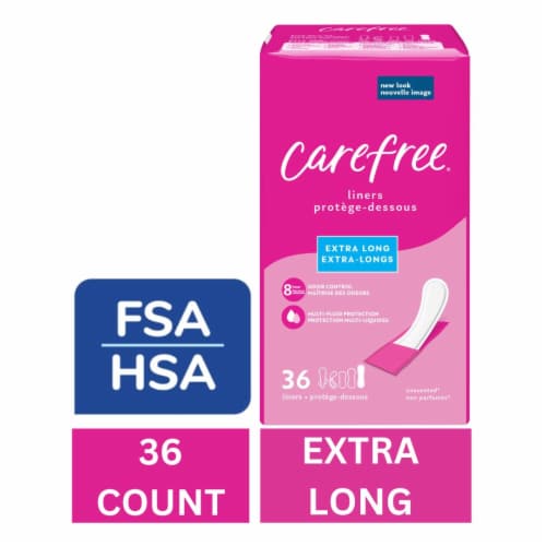 Carefree Panty Liners Extra Long Extra Heavy Super Absorbency Wrapped  Unscented, 36 count - Fry's Food Stores