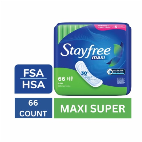 Stayfree Maxi Pads Without Wings Super Absorbency Unscented Perspective: front