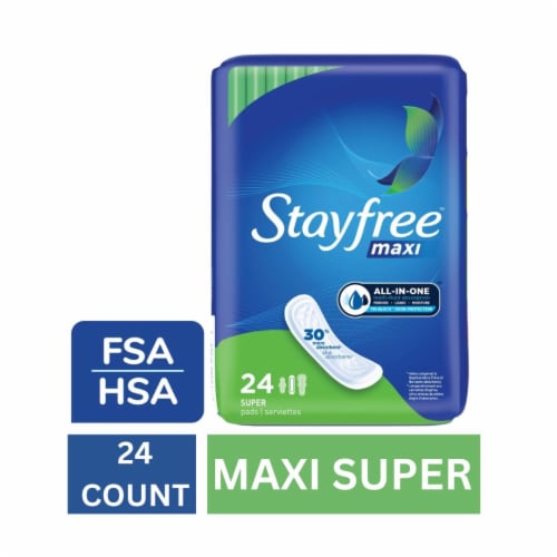 Stayfree Maxi Pads Super Absorbency Unscented Perspective: front