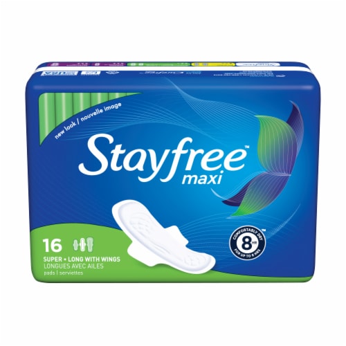 Stayfree Long Super with Wings Maxi Pads Perspective: front
