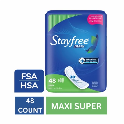 Stayfree Maxi Pads Super Long Absorbency Unscented Perspective: front
