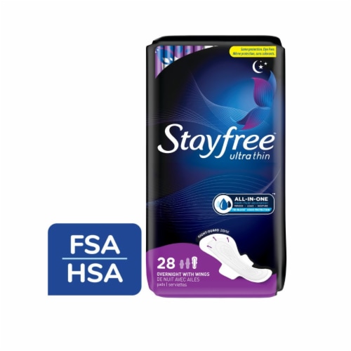 Stayfree Pads, Overnight with Wings Unscented, Overnight