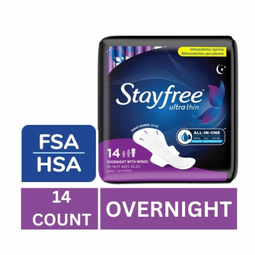 Stayfree Ultra Thin Pads With Wings Overnight Absorbency Unscented, 14  count - Gerbes Super Markets