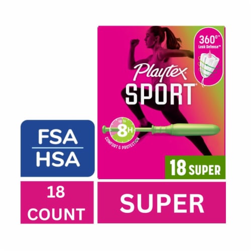 Playtex Sport Tampons, Super, Unscented, 18 Ct Perspective: front