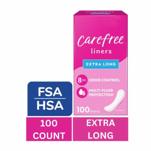 Carefree Panty Liners Extra Long Extra Heavy Super Absorbency Unscented,  100 count - Fry's Food Stores