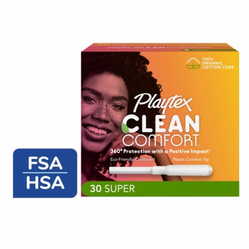 Playtex Clean Comfort Tampons Super Absorbency Unscented Perspective: front