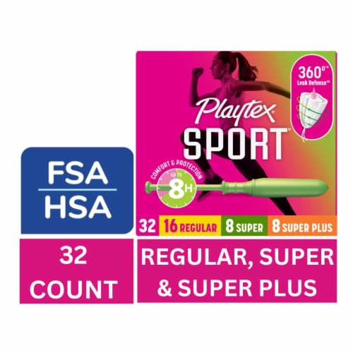 Playtex Sport Tampons Regular, Super & Super+ Absorbency Triple-Pack Unscented Perspective: front