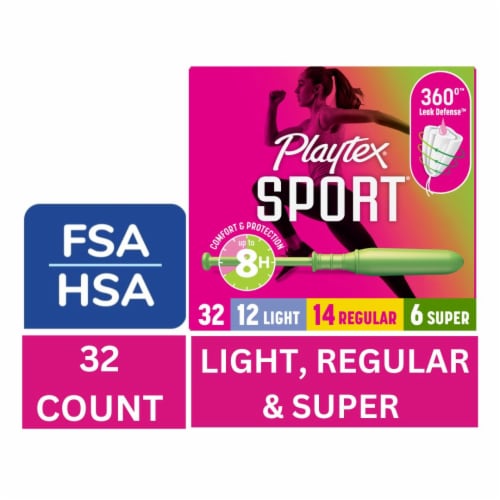 Playtex Sport Tampons Light, Regular & Super Absorbency Triple-Pack Unscented Perspective: front