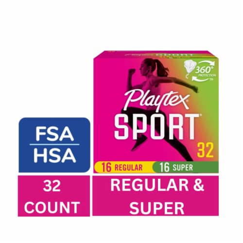 Playtex Sport Tampons Regular & Super Absorbency Duo-Pack Unscented Perspective: front