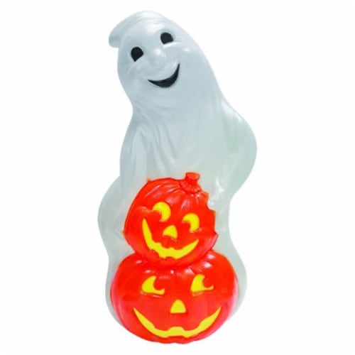 Union Products 56480 Light Up Ghost and Pumpkin Halloween Outdoor Decoration Perspective: front