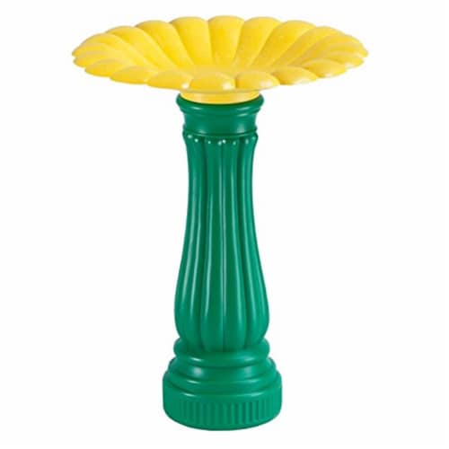 Union Products 61030SC Daisy Bird Bath with Yellow Top Green Base Perspective: front