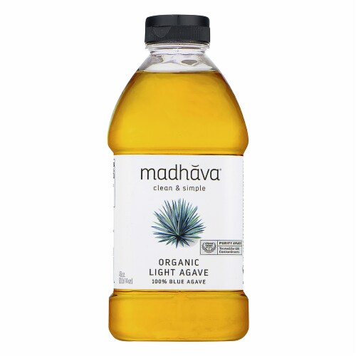 Madhava Organic Golden Light Blue Agave Nectar Perspective: front