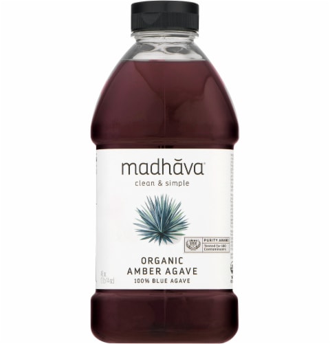 Madhava Organic Amber Raw Blue Agave Nectar Perspective: front