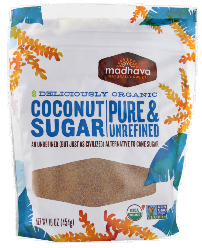 Madhava Organic Pure and Unrefined Coconut Sugar Perspective: front