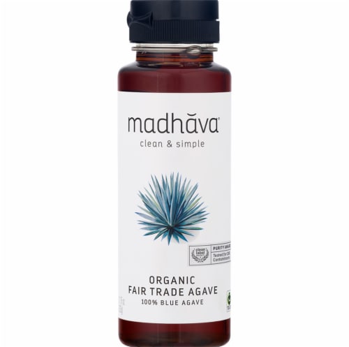 Madhava Organic Fair Trade Raw Blue Agave Nectar Perspective: front